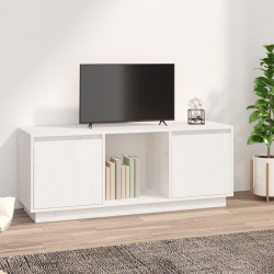 Szafka pod TV, biała, 110,5x35x44 cm, lite drewno sosnowe
