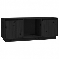 Szafka pod TV, czarna, 110,5x35x44 cm, lite drewno sosnowe
