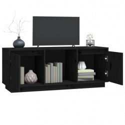 Szafka pod TV, czarna, 110,5x35x44 cm, lite drewno sosnowe