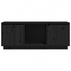 Szafka pod TV, czarna, 110,5x35x44 cm, lite drewno sosnowe