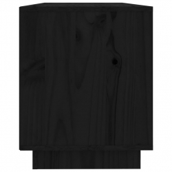 Szafka pod TV, czarna, 110,5x35x44 cm, lite drewno sosnowe