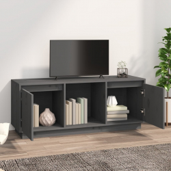 Szafka pod TV, szara, 110,5x35x44 cm, lite drewno sosnowe