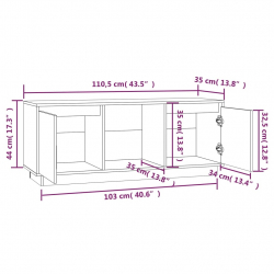 Szafka pod TV, szara, 110,5x35x44 cm, lite drewno sosnowe