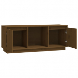 Szafka pod TV, miodowy brąz, 110,5x35x44cm, lite drewno sosnowe