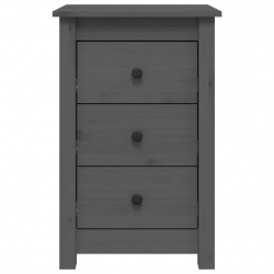 Szafka nocna, szara, 40x35x61,5 cm, lite drewno sosnowe