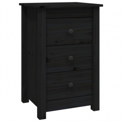 Szafka nocna, czarna, 40x35x61,5 cm, lite drewno sosnowe