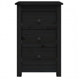Szafki nocne, 2 szt, czarne, 40x35x61,5 cm, lite drewno sosnowe