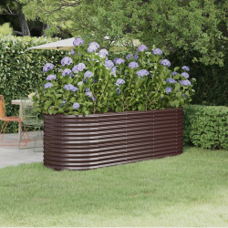 Donica ogrodowa z malowanej proszkowo stali, 224x80x68 cm, brąz