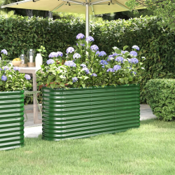 Donica ogrodowa, malowana proszkowo stal, 152x40x68 cm, zielona