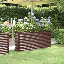 Donica ogrodowa z malowanej proszkowo stali, 152x40x68 cm, brąz