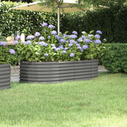 Donica ogrodowa, malowana proszkowo stal, 152x80x36 cm, szara
