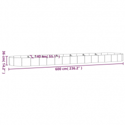 Donica ogrodowa, malowana proszkowo stal, 600x140x36 cm srebrna