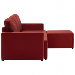 3-osobowa, rozkładana sofa modułowa, czerwona, sztuczna skóra