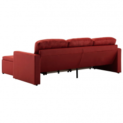 3-osobowa, rozkładana sofa modułowa, czerwona, sztuczna skóra