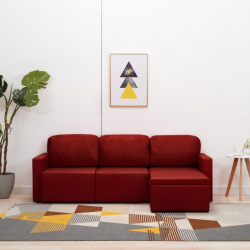 3-osobowa, rozkładana sofa modułowa, czerwona, sztuczna skóra