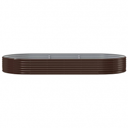 Donica ogrodowa, malowana proszkowo stal, 296x140x36 cm, brąz