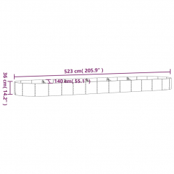 Donica ogrodowa, malowana proszkowo stal, 523x140x36 cm srebrna