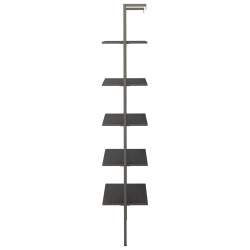 Regał drabina z 5 półkami, czarny, 64x35x185 cm