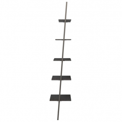 Regał drabina z 5 półkami, czarny, 64x34x185,5 cm