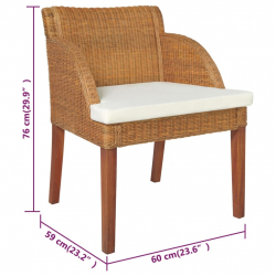 Krzesła stołowe z poduszkami 2 szt. jasny brąz naturalny rattan