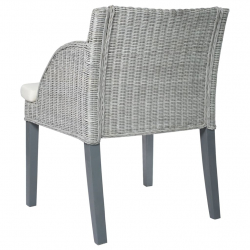 Krzesła stołowe z poduszkami, 2 szt., szare, naturalny rattan