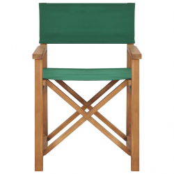 Krzesła reżyserskie, 2 szt., lite drewno tekowe, zielone