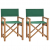 Krzesła reżyserskie, 2 szt., lite drewno tekowe, zielone