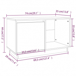 Szafka pod TV, miodowy brąz, 74x35x44 cm, lite drewno sosnowe