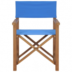 Krzesła reżyserskie, 2 szt., lite drewno tekowe, niebieskie