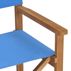 Krzesła reżyserskie, 2 szt., lite drewno tekowe, niebieskie