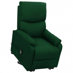 Rozkładany fotel ułatwiający wstawanie, ciemnozielony, tkanina