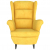 Fotel uszak z podnóżkiem, żółty, tapicerowany aksamitem