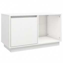 Szafka pod TV, biała, 74x35x44 cm, lite drewno sosnowe