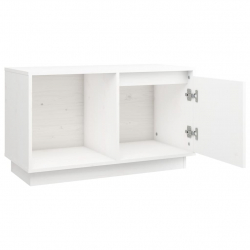 Szafka pod TV, biała, 74x35x44 cm, lite drewno sosnowe