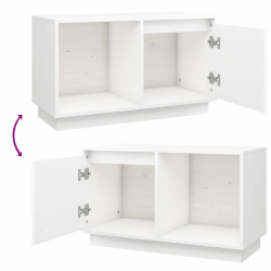 Szafka pod TV, biała, 74x35x44 cm, lite drewno sosnowe