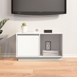 Szafka pod TV, biała, 74x35x44 cm, lite drewno sosnowe