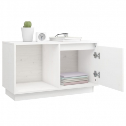 Szafka pod TV, biała, 74x35x44 cm, lite drewno sosnowe