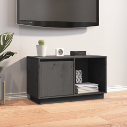 Szafka pod TV, szara, 74x35x44 cm, lite drewno sosnowe