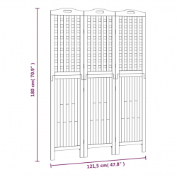 Parawan 3-panelowy, 121,5x2x180 cm, lite drewno akacjowe
