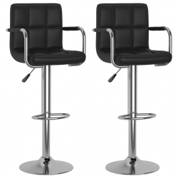 Krzesła barowe, 2 szt., czarne, obite sztuczną skórą