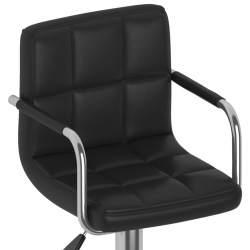 Krzesła barowe, 2 szt., czarne, obite sztuczną skórą