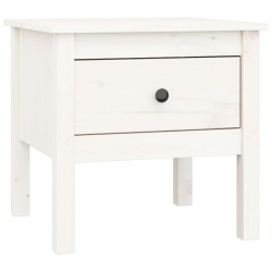 Stolik boczny, biały, 50x50x49 cm, lite drewno sosnowe