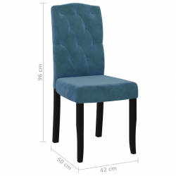 Krzesła stołowe, 6 szt., niebieskie, obite aksamitem