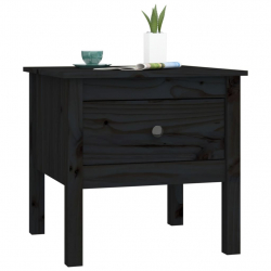 Stolik boczny, czarny, 50x50x49 cm, lite drewno sosnowe