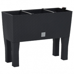 Podwyższona donica, antracytowa, 60x25x46 cm, rattan PP