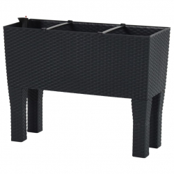 Podwyższona donica, antracytowa, 60x25x46 cm, rattan PP