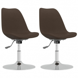Obrotowe krzesła stołowe, 2 szt., ciemnobrązowe, obite tkaniną