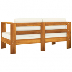 5-cz. zestaw wypoczynkowy do ogrodu, kremowe poduszki, drewno