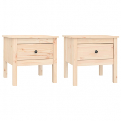 Stoliki boczne, 2 szt., 50x50x49 cm, lite drewno sosnowe