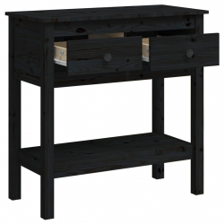 Stolik konsolowy, czarny, 75x35x75 cm, lite drewno sosnowe